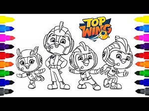Top Wing Nick Jr. Coloring for Kids | Coloring Top Wing Swift, Penny, Rod, & Brody