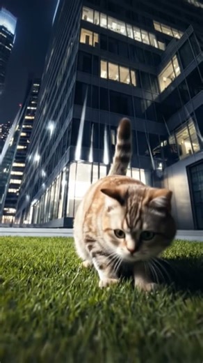 Cat jumping of a building.