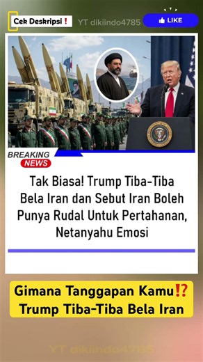 Gimana tanggapan kamu⁉️Trump tiba tiba bela Iran❗️