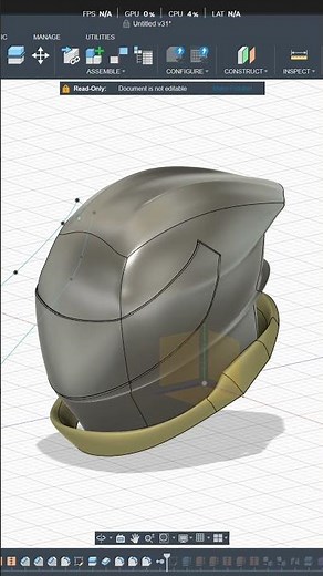 How a Helmet Is Built in Fusion 360 – Quick Breakdown #shorts #shortsfeed #autodeskfusion360 #3d