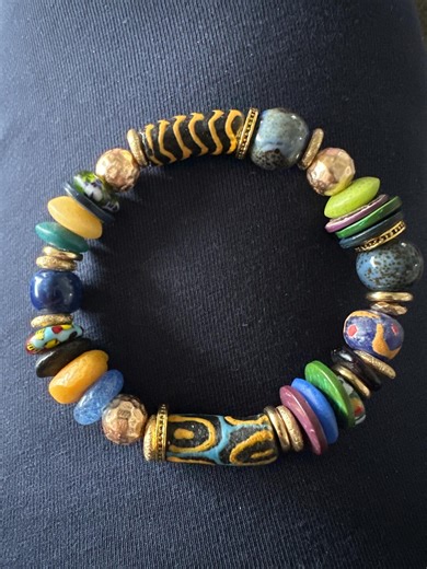 Custom Beaded Stretch Bracelet, Semi-precious Stone, Wood, Crystal - Etsy