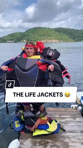 How many life jackets can she put on? 😂 #sports #water #lifejackets #challenge #funny 🎥: @emily