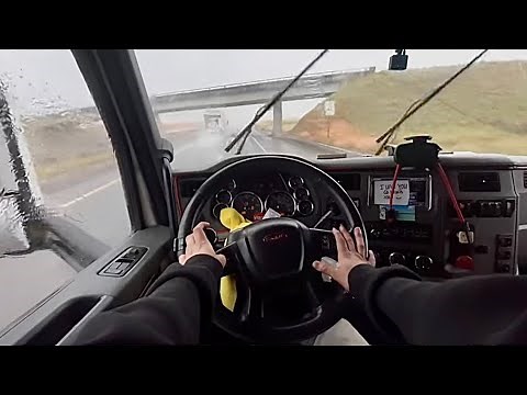 rookie almost loses control of semi truck after steer tire EXPLODES