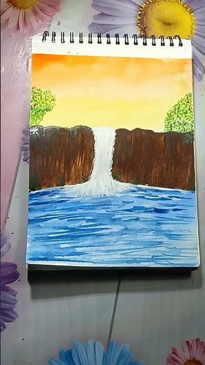 Easy watercolor painting a waterfall for beginner \\\\ #art