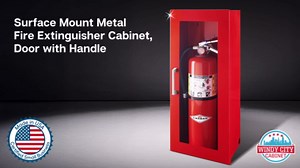 Fire Extinguisher Mount for Wall & Surface - 22 Gauge Steel, USA Made - Fire Extinguisher Cabinet Storage with Metal Handle - Indoor & Outdoor Use - 24.5H x 9.25W x 6.5D - Red