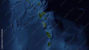 Zoom from Earth to Dominica. (Highlighted) World map province animation with highlighted borders of countries. Images from NASA