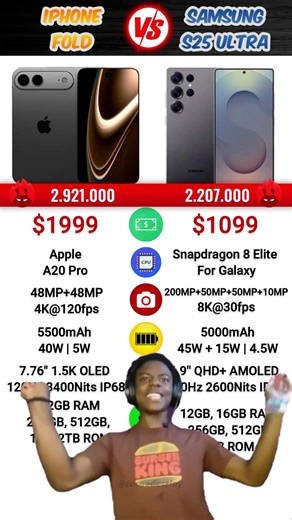 iPhone Fold vs Samsung S25 Ultra 🤑🤑#iphonefold #iphone18fold