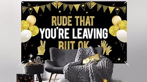 We Will Miss You Decorations Rude That You're Leaving But Ok Banner, Black Gold Farewell Going Away Banner Party Decorations, Funny Goodbye Office Work Happy Retirement Party Supplies for Indoor