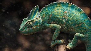 Colorful chameleon in natural habitat