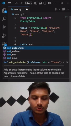 Akshat & Sanskaar • AI Speakers on Instagram: "Data in tabular form using python . . . . #python #coding #programming #interview #college"
