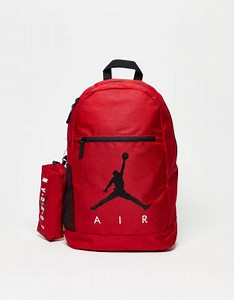 Jordan Air backpack with pencil case in red | ASOS