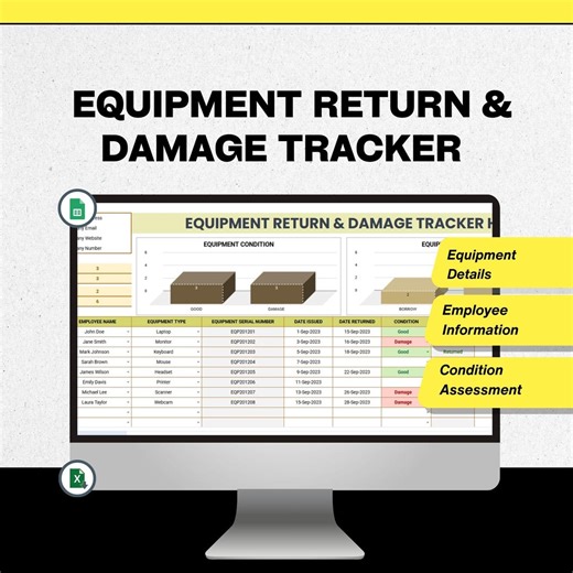 Employee Equipment Return & Damage Tracker, IT Asset Inventory Log, HR Professional Tool - Etsy