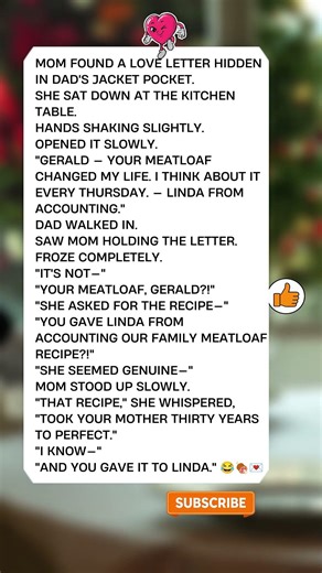 Dad's Love Letter Was About Meatloaf 💀🍖 #marriedlife #meatloaf #funny