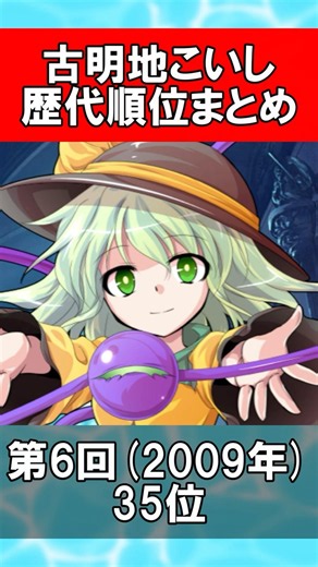 東方Project人気投票 古明地こいし 歴代順位まとめ【2026年最新版】 #Shorts
