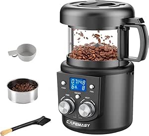 CAFEMASY Coffee Bean Roaster Machine - Home Use Air Coffee Roaster with Adjustable Timer Roasting Heating and Air Fan Setting