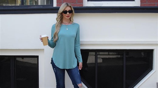 Watch NORACORA Womens Long Sleeve Side Split Loose Tunic Tops on Amazon Live