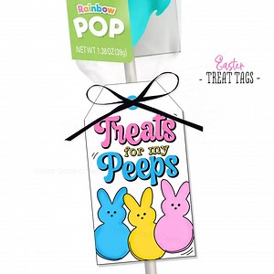Easter Peeps Treat Tags, Printable Bunny Candy Labels (digital PDF File) - Etsy