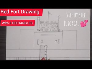 Red Fort drawing step by step / How to draw Red Fort drawing easy /Famous monument drawing