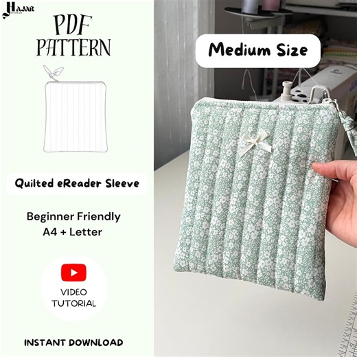 Quilted Ereader Sleeve Sewing Pattern | Medium Size (digital PDF) - Etsy