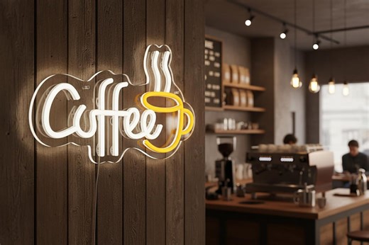 Coffee Neon Sign | Cafe Wall Decor | LED Sign, Kitchen Accent, Shop Interior - Etsy
