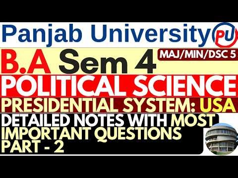 Presidential System of USA | BA Sem 4 Political Science Important Questions Part 2