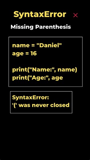 1.2. SyntaxError: Missing Parenthesis | Python Error Fix #coding #python