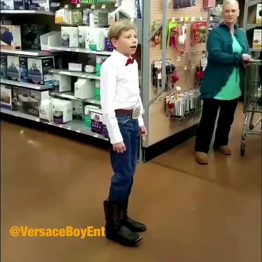 Boy dressed as Cowboy sings Lovesick Blues in Wal-Mart