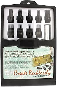 The Beadsmith Create Recklessly Deluxe Tool Kit – 17 Interchangeable Heads – Pierce Holes & Slots, Set Snaps, Rivets & Eyelets, Round Corners & More – Includes a Storage Case & Instructions