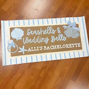 Beach Bachelorette Banner | Seashells & Wedding Bells | Custom Bachelorette Party Decor | Personalized Bridal Weekend Sign - Etsy