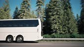 Traveling of white tourist bus. 3d animation