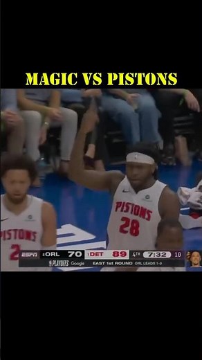 Monster block on Banchero!! Isaiah Stewart gets pissed!! #nbashorts #orlandomagic #detroitpistons
