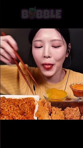 Spicy Carbo Buldak Noodles With KFC Fried Chicken! ASMR MUKBANG EATING SOUND ©️Eat with Boki