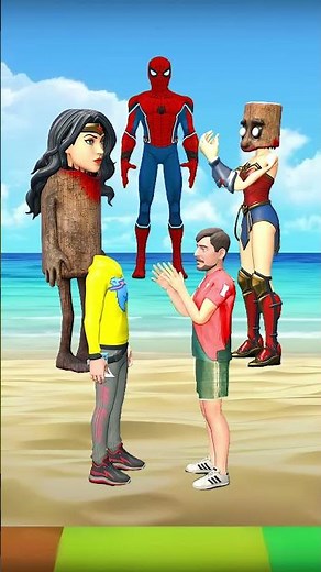 Spiderman VS Tung Tung Tung Sahur VS Wonder Woman VS MrBeast | 3D Head Swap Challenge