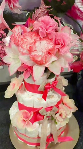 Custom Baby Girl diaper cake Perfect for baby showers or as a beautiful, personalized gift for a new arrival 💕 #fypppppppppppppppppppppppppppppppppppppppppppppppppppppppppppppppppppppp #custombaskets #babyshower #babygirl #giftsforbaby