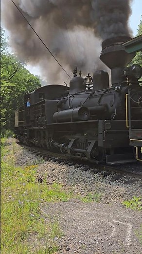 Shay Steam Locomotive Crossing Back Mountain Road at Cass Scenic Railroad