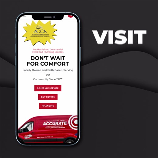 At Accurate Heating, Cooling & Plumbing, we combine decades of local experience with advanced equipment to deliver seamless residential and commercial service. Find out how our team can make your property more comfortable, safe, and efficient. Visit https://www.accuratehvac.com/s/P183M3v | Accurate Heating & Cooling & Plumbing