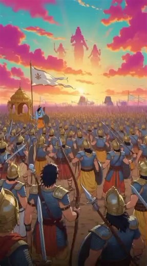 The Battle of Kurukshetra. The centerpiece of the Mahabharata — one of the greatest stories ever written. Two sides of the same royal family. The Pandavas vs the Kauravas. 18 days of absolute carnage. Millions of warriors. Elephants. Chariots. Divine weapons that could level entire armies. 🔥 But here's what makes it truly legendary — before the first arrow was even fired, the greatest warrior on the battlefield BROKE DOWN in tears. Arjuna looked across the field and saw his cousins, his teacher