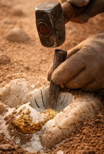 The moment gold breaks free from quartz ⛏️