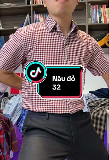Màu 32 - nâu đỏ rươi vang - caro nhỏ - cotton oxfort vải mịn #review #somi #goclamdep