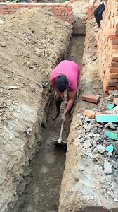 Foundation wall height #trendingreel #construction #redbricks #hardwork #mason #concrete #trending | Rural Construction