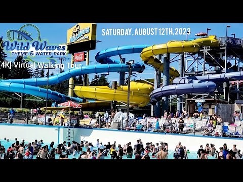 🇺🇸 Wild Waves Theme Water Park, Wave Pool, & Konga River of Saturday, August 12th 2023 Walking Tour!