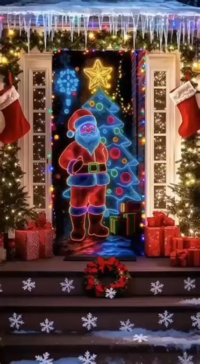 ✨ Light Up Your Holidays with Magic! This UV-activated Christmas garage door banner transforms your home into a glowing wonderland after dark. Easy to install, unforgettable in impact - watch Santa and his sleigh come alive under the stars!  #ChristmasMagic #GlowInTheDark #HolidayDecor #DoorDecor | Transientm | Facebook