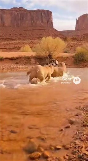 Mother Pitbull Protects Her Puppies From a Prairie Wolf