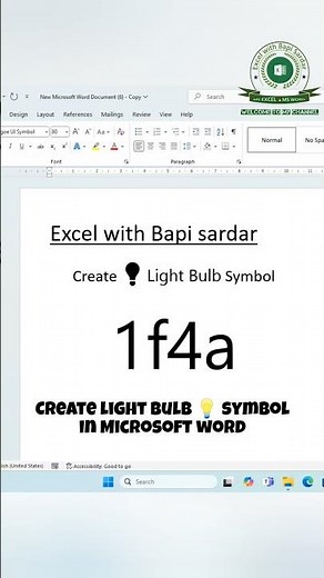 💡 Create Light Bulb Symbol in Microsoft Word using Shortcut Keys!⚡ #LightBulbSymbol #OfficeTips