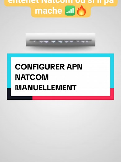 📶 Vous utilisez Natcom et l’internet ne fonctionne pas ? Voici comment configurer l’APN manuellement : 1️⃣ Allez dans Paramètres 2️⃣ Réseau mobile 3️⃣ Noms des points d’accès (APN) 4️⃣ Cliquez sur Ajouter Remplissez les champs principaux : Nom : Natcom APN : internet Ensuite, enregistrez et activez le nouvel APN ✅ Votre connexion devrait fonctionner immédiatement 🚀 #Natcom #APN #InternetMobile #Configuration #AstuceAndroid