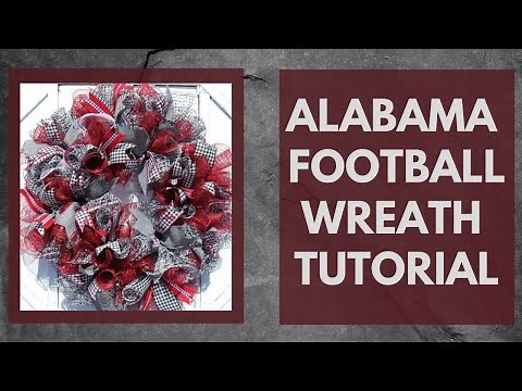 ALABAMA FOOTBALL WREATH, FOOTBALL WREATH, ALABAMA FOOTBALL WREATH TUTORIAL, RUFFLE METHOD WREATH