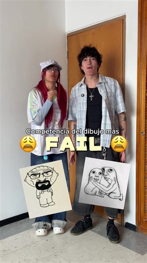 Haciendo el dibujo más FAIL con mi novio 😂 quien ganó? #dibujo #fail #pareja #goals #competencia