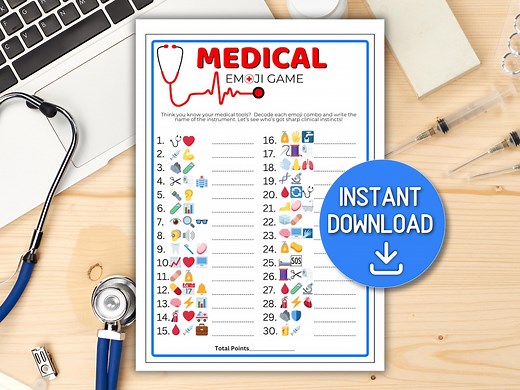 Medical Emoji Game Printable, Healthcare Nurses Week Hospital Party Icebreaker Nursing Games Emojis Pictionary - Etsy