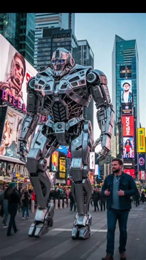 A giant robot walking on road 😱 #viral #trending