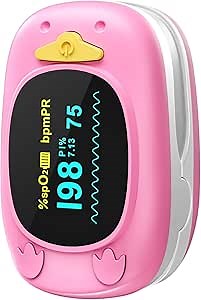 Child Pulse Oximeter, Oxygen Monitor for Kids Baby and Blood Oxygen Saturation Heart Rate Monitor with Automatic Shut-Down, One Directions OLED Display, Include 2 X AAA Batteries